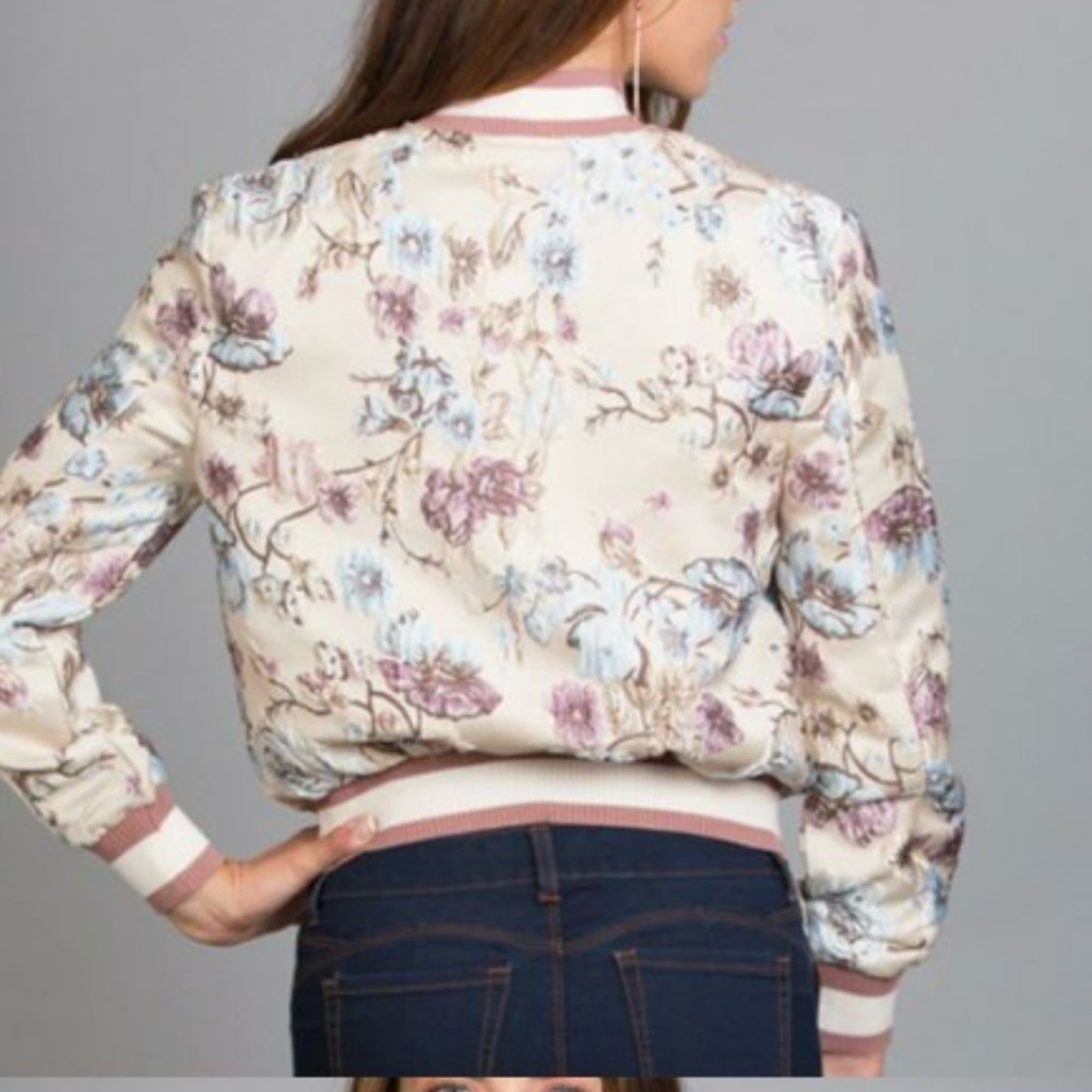 Saltwater Lux ivory floral bomber jacket